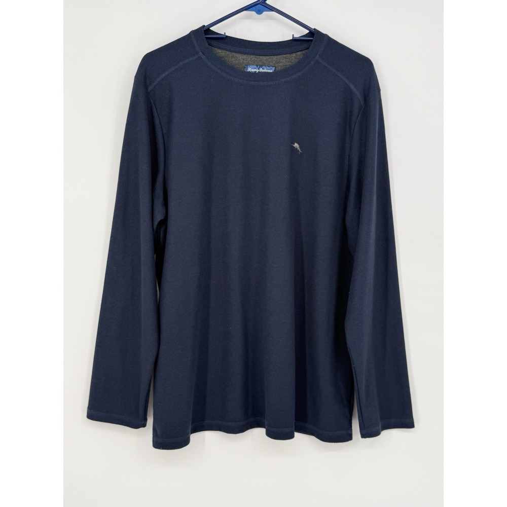 Tommy Bahama Men's Blue Henley Long Sleeve Shirt Large
